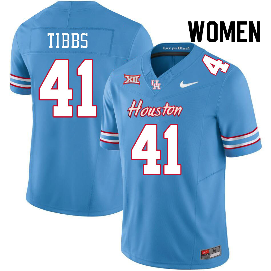 Women #41 Zavian Tibbs Houston Cougars College Football Jerseys Stitched-Oilers